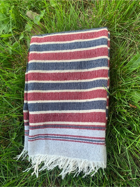 Handmade Other - New handwoven Striped picnic Blanket cotton - Classic Cozy Style